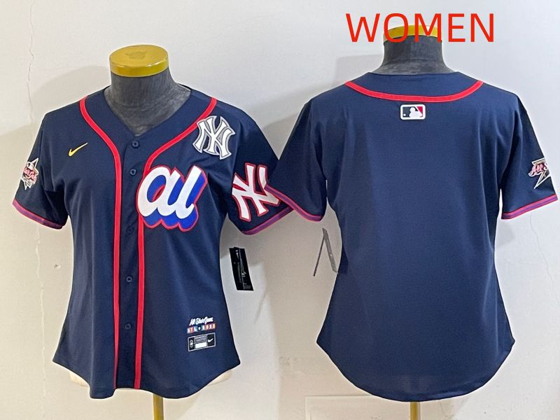 Women 2025 New York Yankees Blank Drak Blue All star Nike MLB Jersey style 03->women mlb jersey->Women Jersey